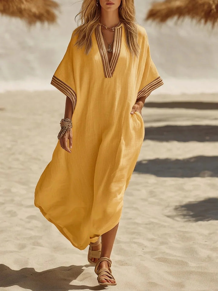 VESTIDO BOHO LARGO ESCOTE EN V