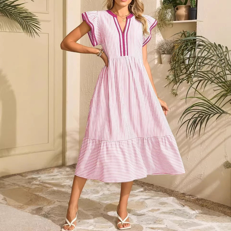 VESTIDOS DE RAYAS CON ESCOTE EN V
