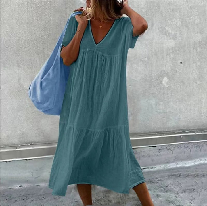 VESTIDO DE ALGODÓN Y LINO