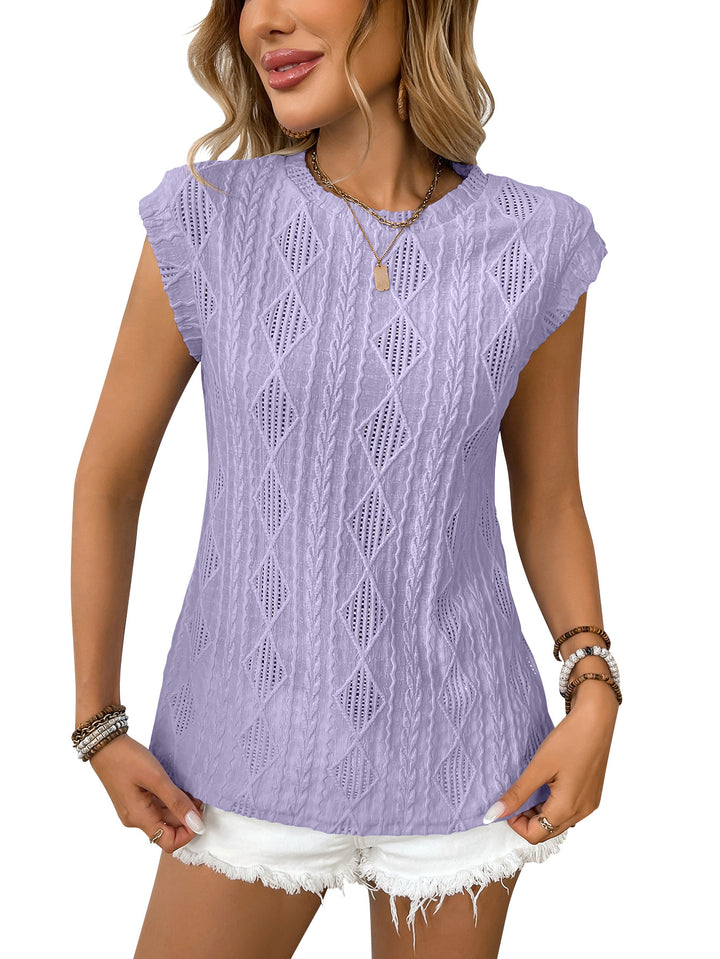 BLUSA JACQUARD DE MANGA CORTA