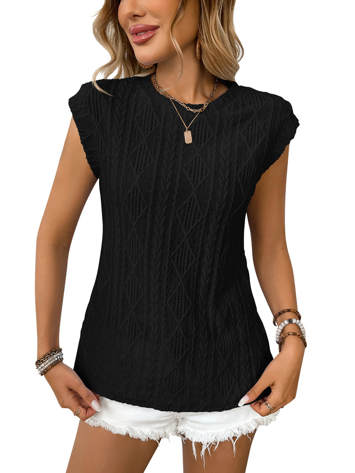 BLUSA JACQUARD DE MANGA CORTA