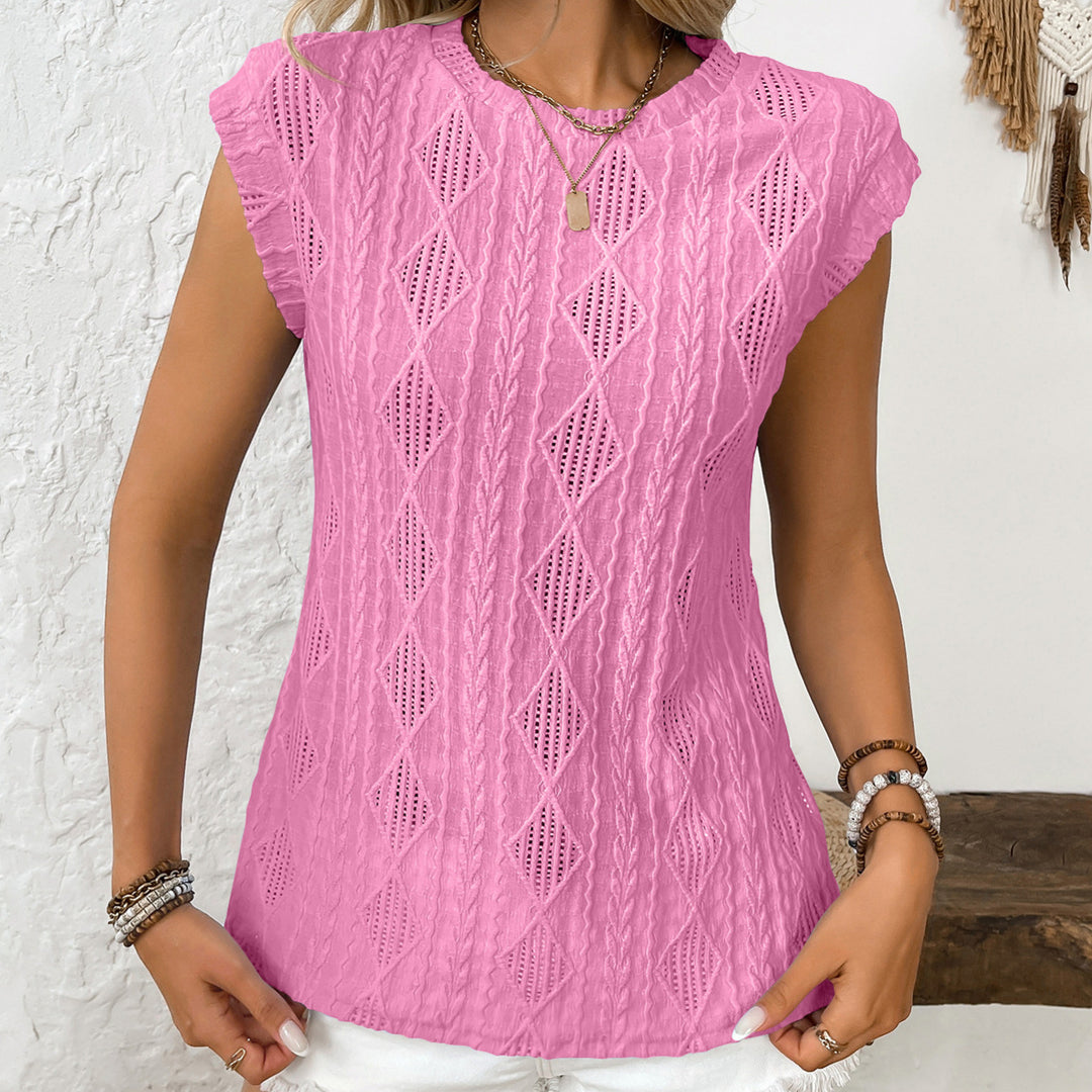 BLUSA JACQUARD DE MANGA CORTA