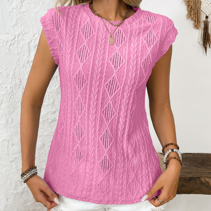 BLUSA JACQUARD DE MANGA CORTA