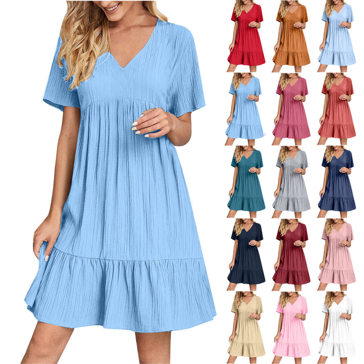 VESTIDO CASUAL CON ESCOTE EN V