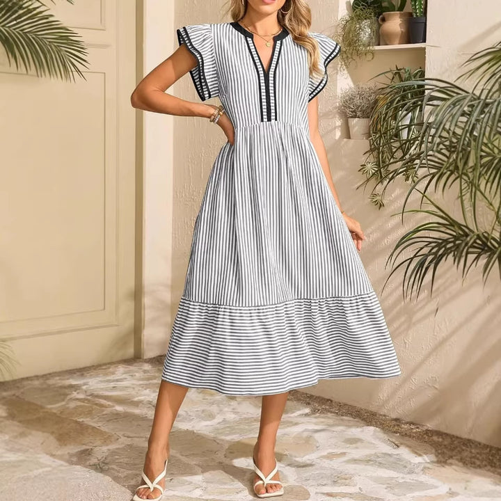 VESTIDOS DE RAYAS CON ESCOTE EN V