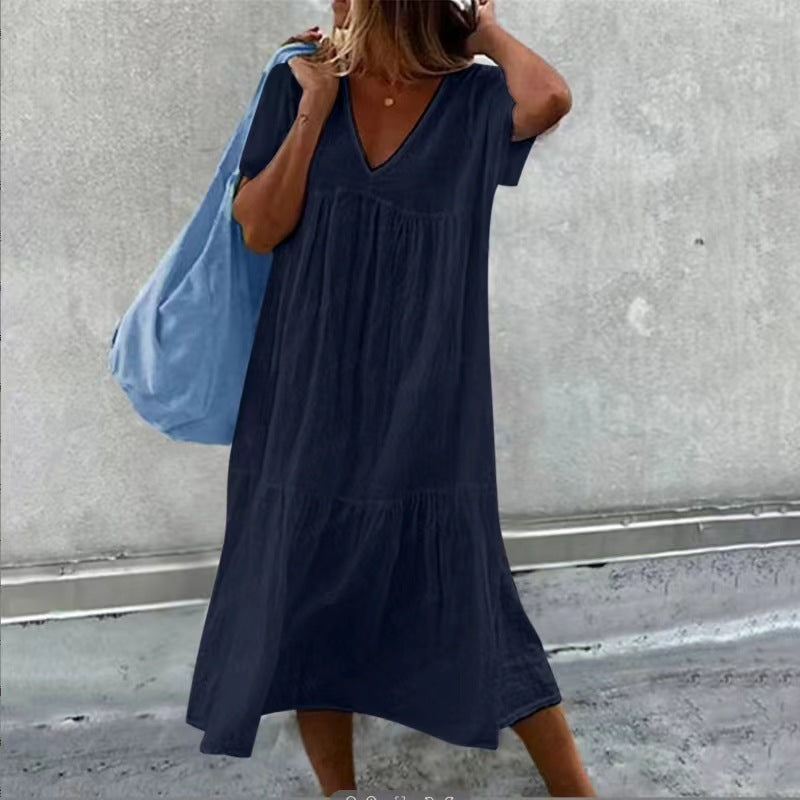 VESTIDO DE ALGODÓN Y LINO