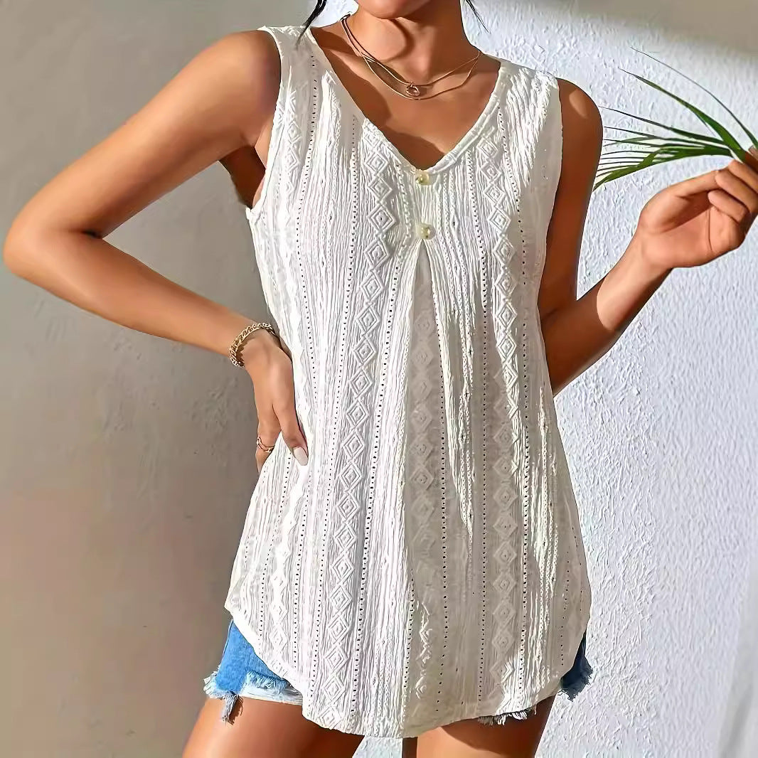 BLUSA JACQUARD ESCOTE EN V