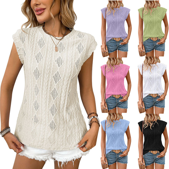 BLUSA JACQUARD DE MANGA CORTA