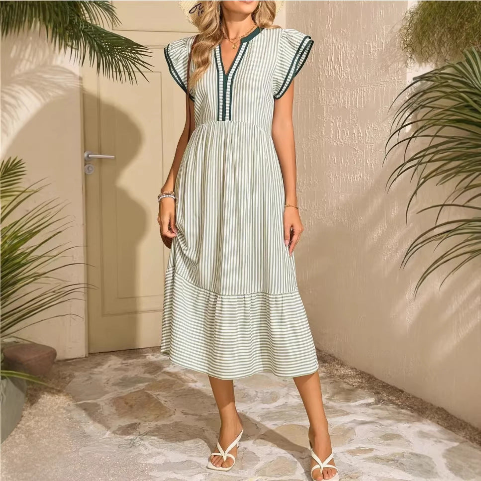 VESTIDOS DE RAYAS CON ESCOTE EN V