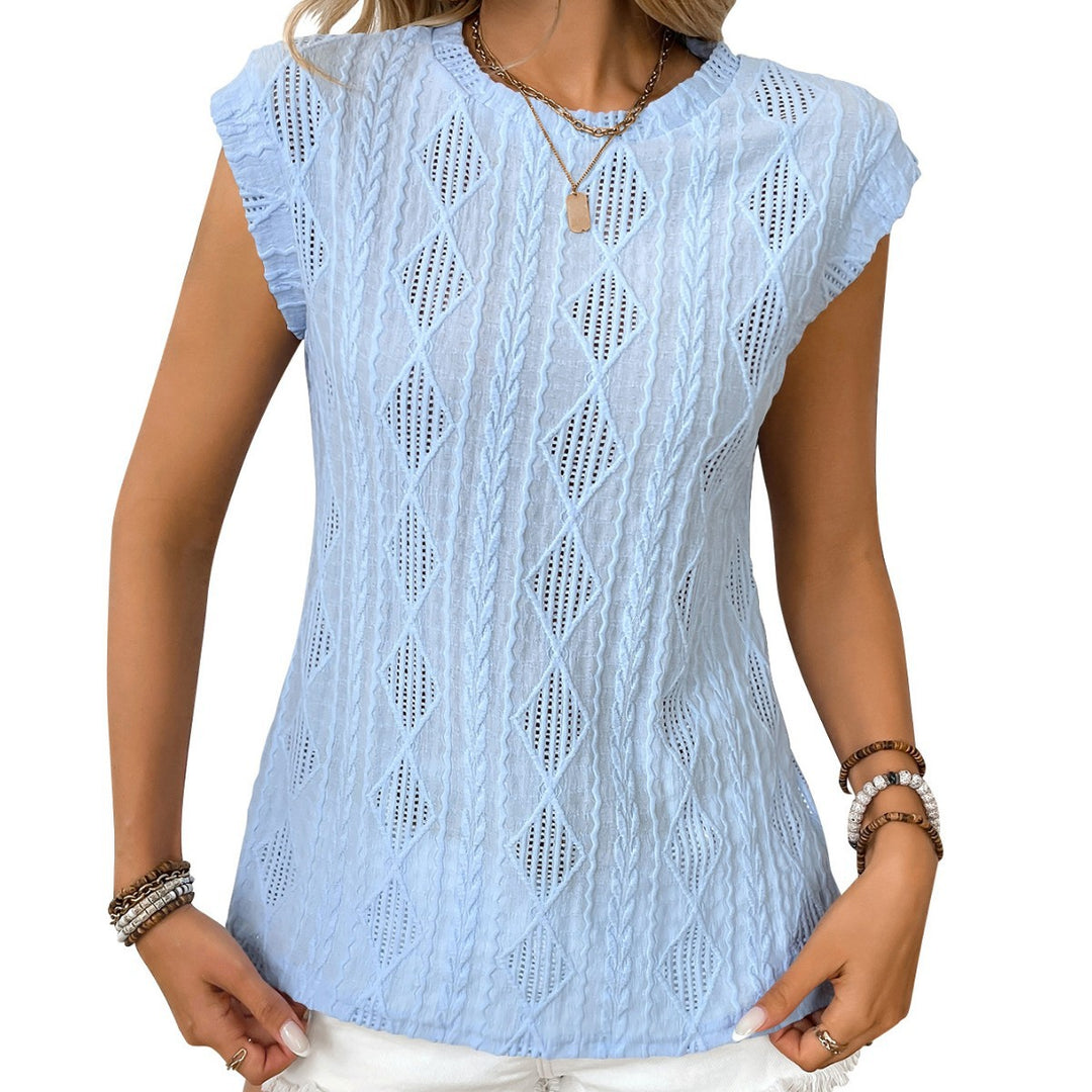 BLUSA JACQUARD DE MANGA CORTA