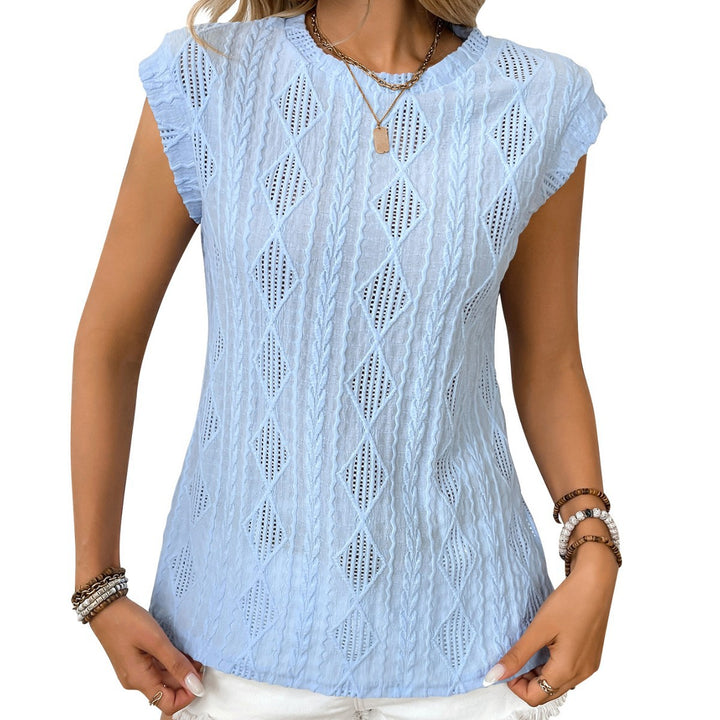 BLUSA JACQUARD DE MANGA CORTA