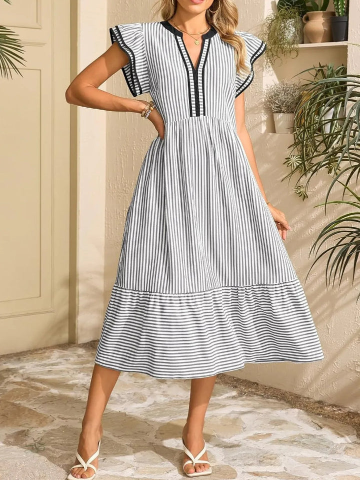 VESTIDOS DE RAYAS CON ESCOTE EN V