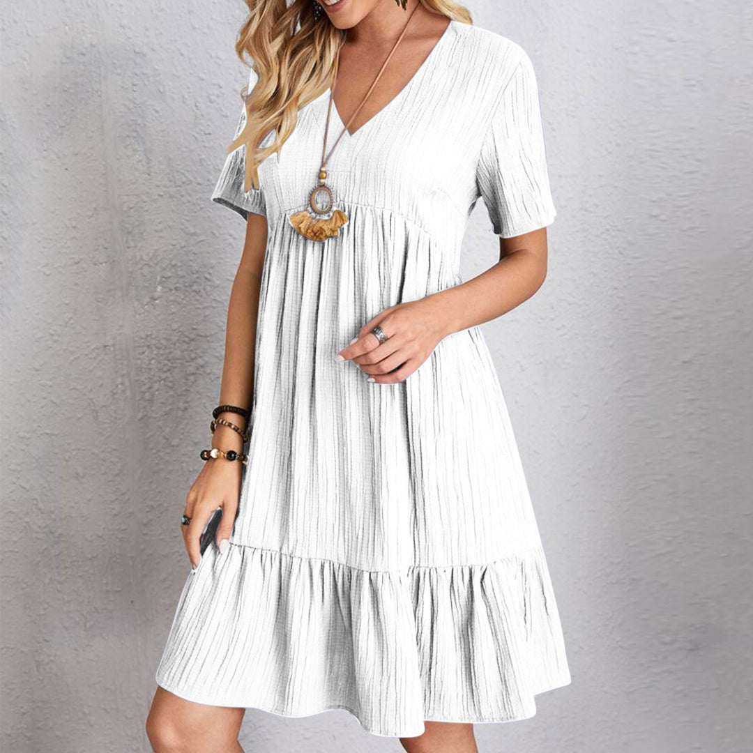 VESTIDO CASUAL CON ESCOTE EN V