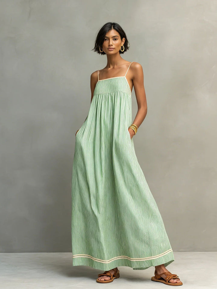 VESTIDO LARGO DE  RAYAS ELEGANCE