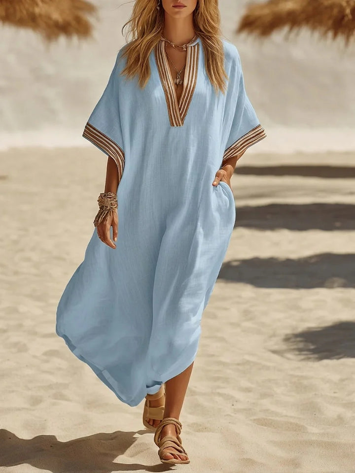 VESTIDO BOHO LARGO ESCOTE EN V