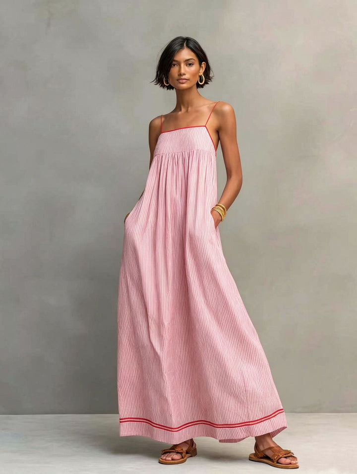 VESTIDO LARGO DE  RAYAS ELEGANCE