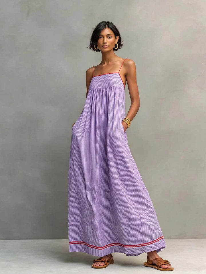 VESTIDO LARGO DE  RAYAS ELEGANCE