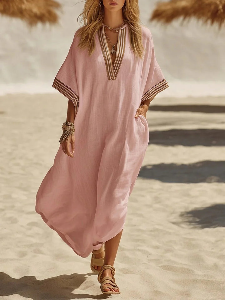 VESTIDO BOHO LARGO ESCOTE EN V