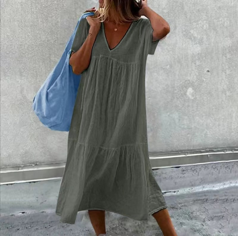 VESTIDO DE ALGODÓN Y LINO