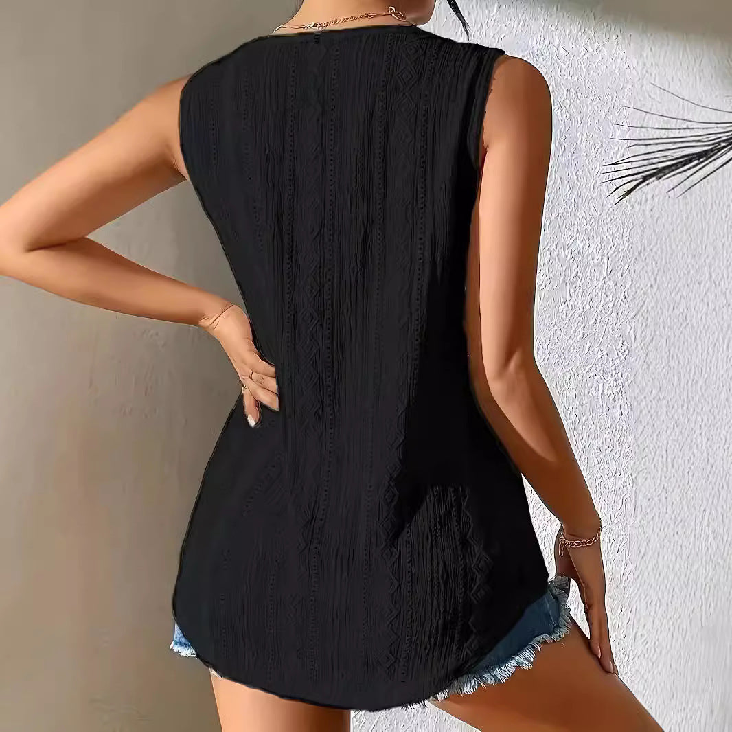 BLUSA JACQUARD ESCOTE EN V