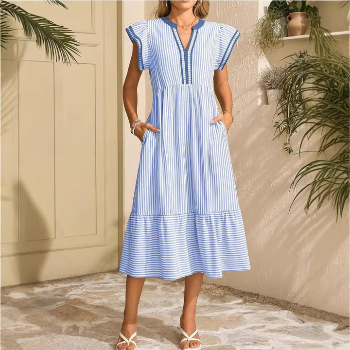 VESTIDOS DE RAYAS CON ESCOTE EN V